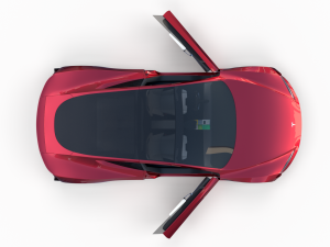 tesla roadster 2020 with interior and chassis Model 3D