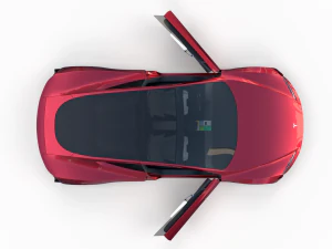 tesla roadster 2020 with interior and chassis 3D Model