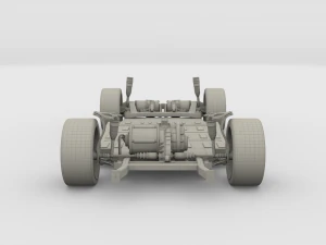 tesla roadster 2020 with interior and chassis 3D Model