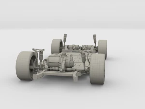 tesla roadster 2020 with interior and chassis 3D Model