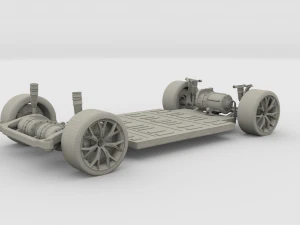 tesla roadster 2020 with interior and chassis 3D Model