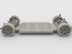 tesla roadster 2020 with interior and chassis Model 3D