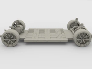 tesla roadster 2020 with interior and chassis 3D Model