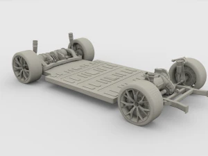 tesla roadster 2020 with interior and chassis 3D Model