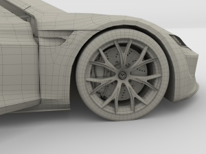 tesla roadster 2020 with interior and chassis Model 3D