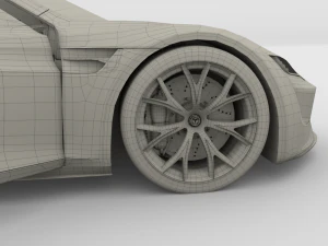 tesla roadster 2020 with interior and chassis 3D Model