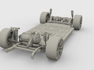 tesla roadster 2020 with interior and chassis 3D Model