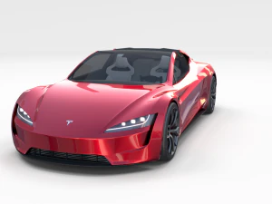 tesla roadster 2020 with interior and chassis 3D Model