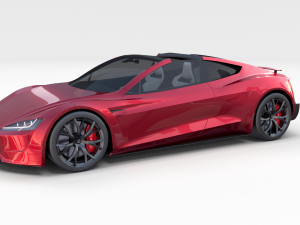 tesla roadster 2020 with interior and chassis Model 3D