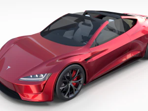 tesla roadster 2020 with interior and chassis 3D Model