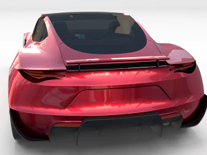 tesla roadster 2020 with interior and chassis 3D Model