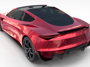 tesla roadster 2020 with interior and chassis 3D Model