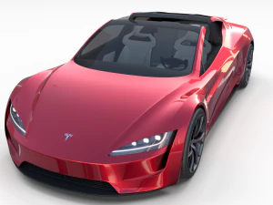 tesla roadster 2020 with interior and chassis 3D Model