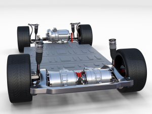 tesla roadster 2020 green with interior and chassis 3D Модель