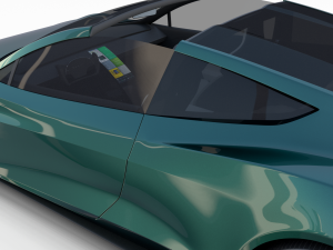 tesla roadster 2020 green with interior and chassis 3D Модель