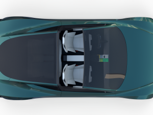 tesla roadster 2020 green with interior and chassis 3D Модель
