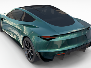 tesla roadster 2020 green with interior and chassis 3D Модель