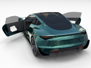 tesla roadster 2020 green with interior and chassis 3D Модель