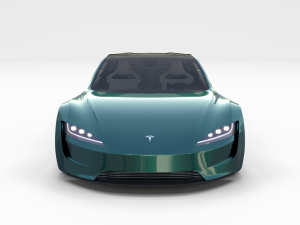 tesla roadster 2020 green with interior and chassis 3D Модель