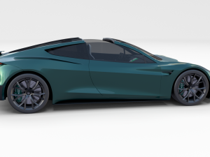 tesla roadster 2020 green with interior and chassis 3D Модель