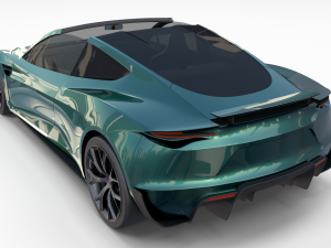 tesla roadster 2020 green with interior and chassis 3D Модель