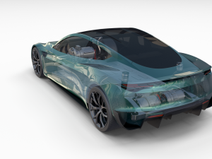 tesla roadster 2020 green with interior and chassis 3D Модель