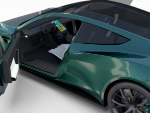 tesla roadster 2020 green with interior and chassis 3D Модель