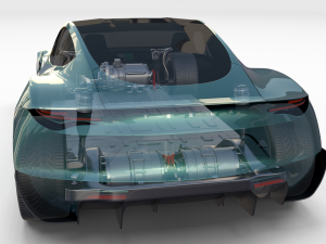 tesla roadster 2020 green with interior and chassis 3D Модель