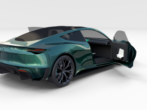 tesla roadster 2020 green with interior and chassis 3D Модель