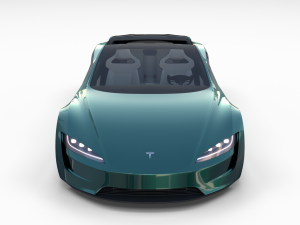 tesla roadster 2020 green with interior and chassis 3D Модель