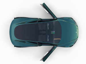 tesla roadster 2020 green with interior and chassis 3D Модель