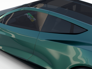 tesla roadster 2020 green with interior and chassis 3D Модель