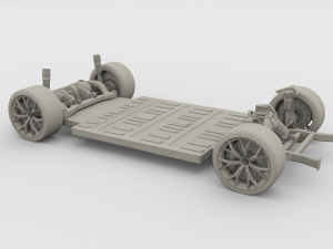 tesla roadster 2020 green with interior and chassis 3D Модель