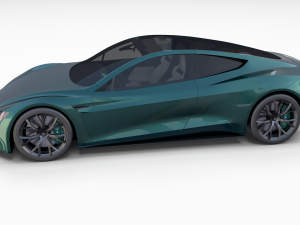tesla roadster 2020 green with interior and chassis 3D Модель