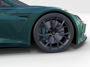 tesla roadster 2020 green with interior and chassis 3D Модель