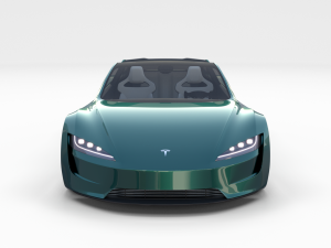 tesla roadster 2020 green with interior and chassis 3D Модель