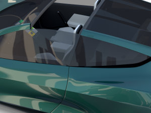 tesla roadster 2020 green with interior and chassis 3D Модель