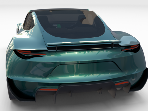 tesla roadster 2020 green with interior and chassis 3D Модель