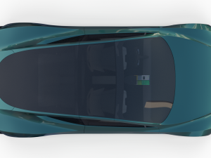 tesla roadster 2020 green with interior and chassis 3D Модель
