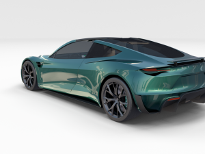 tesla roadster 2020 green with interior and chassis 3D Модель