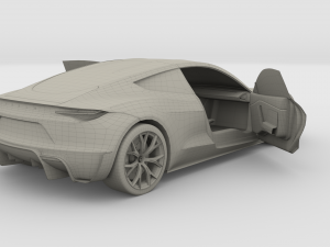 tesla roadster 2020 green with interior and chassis 3D Модель