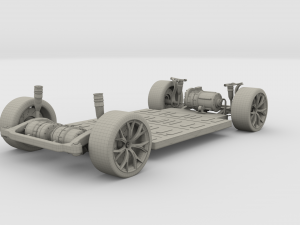 tesla roadster 2020 green with interior and chassis 3D Модель