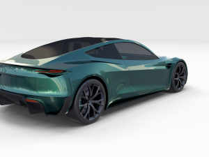 tesla roadster 2020 green with interior and chassis 3D Модель