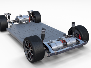 tesla roadster 2020 green with interior and chassis 3D Модель