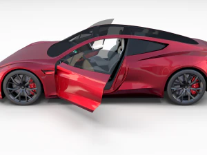 Tesla Roadster com interior Modelo 3D