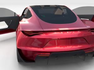 Tesla Roadster com interior Modelo 3D