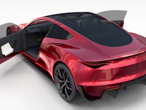 Tesla Roadster com interior Modelo 3D