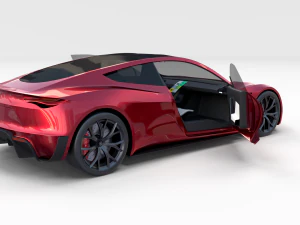 Tesla Roadster com interior Modelo 3D