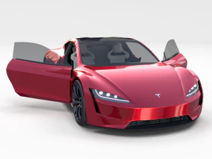 Tesla Roadster com interior Modelo 3D