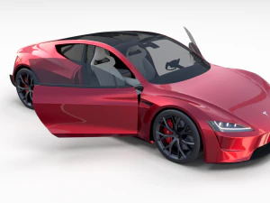 Tesla Roadster com interior Modelo 3D